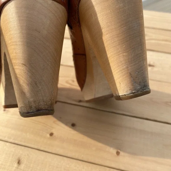 Swedish Hasbeens Women's Perforated Zipper Leather Tan Brown Boot Size 36 / US 6 - Picture 8 of 11